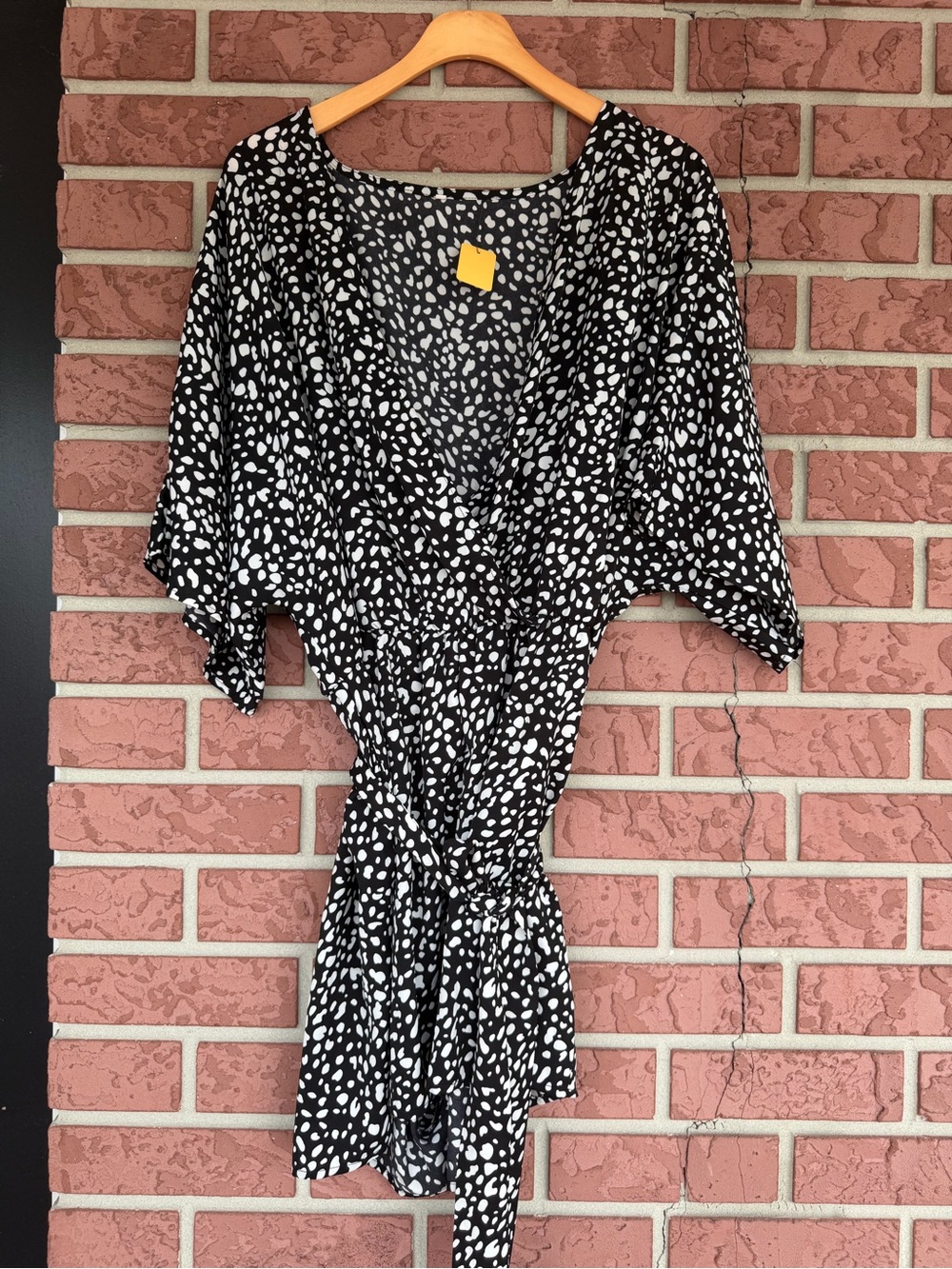 Black & White Polka Dot Wrap Romper